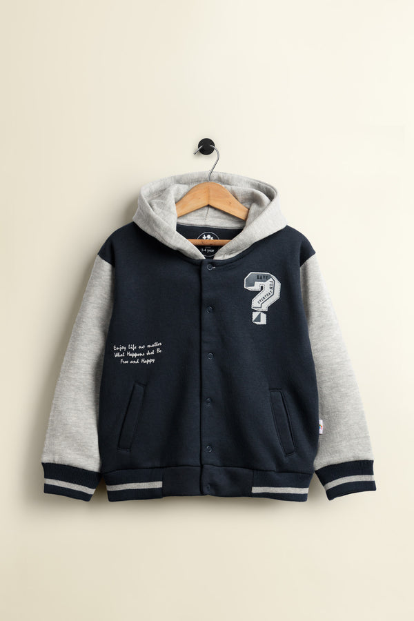Navy Button Down Fleece Hoodie
