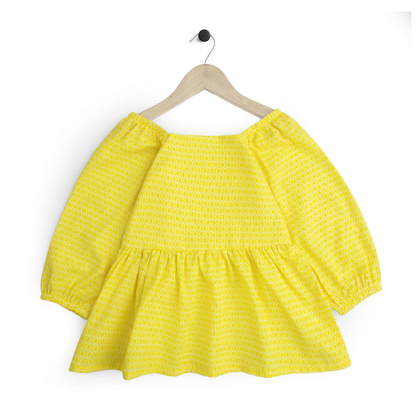Yellow Self Print Frock