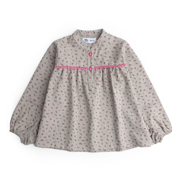 Grey Floral Printed Top