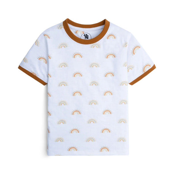 White & Brown Printed T-Shirt