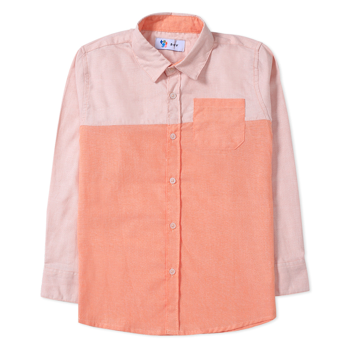 Orange Blocking Button Down Shirt