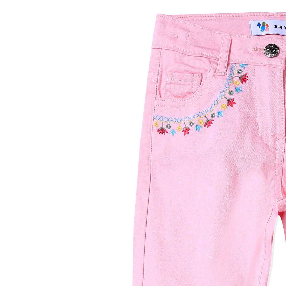 Pink Embriodered Cotton Pants